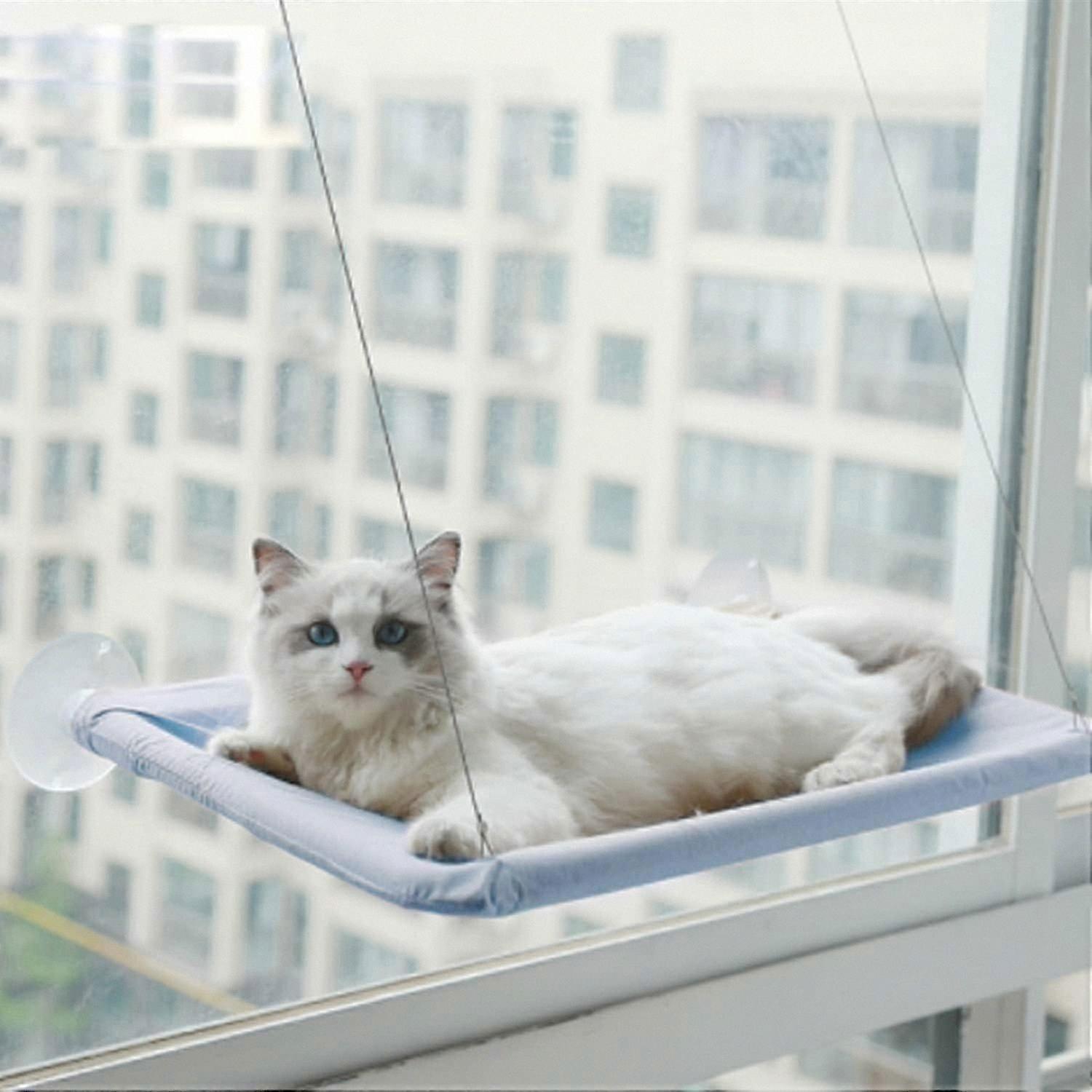 Window Hammock for Cats with Suction Cups, Cat Bed for Sunbathing and Resting, Comfortable Pet Seat for Windowsill