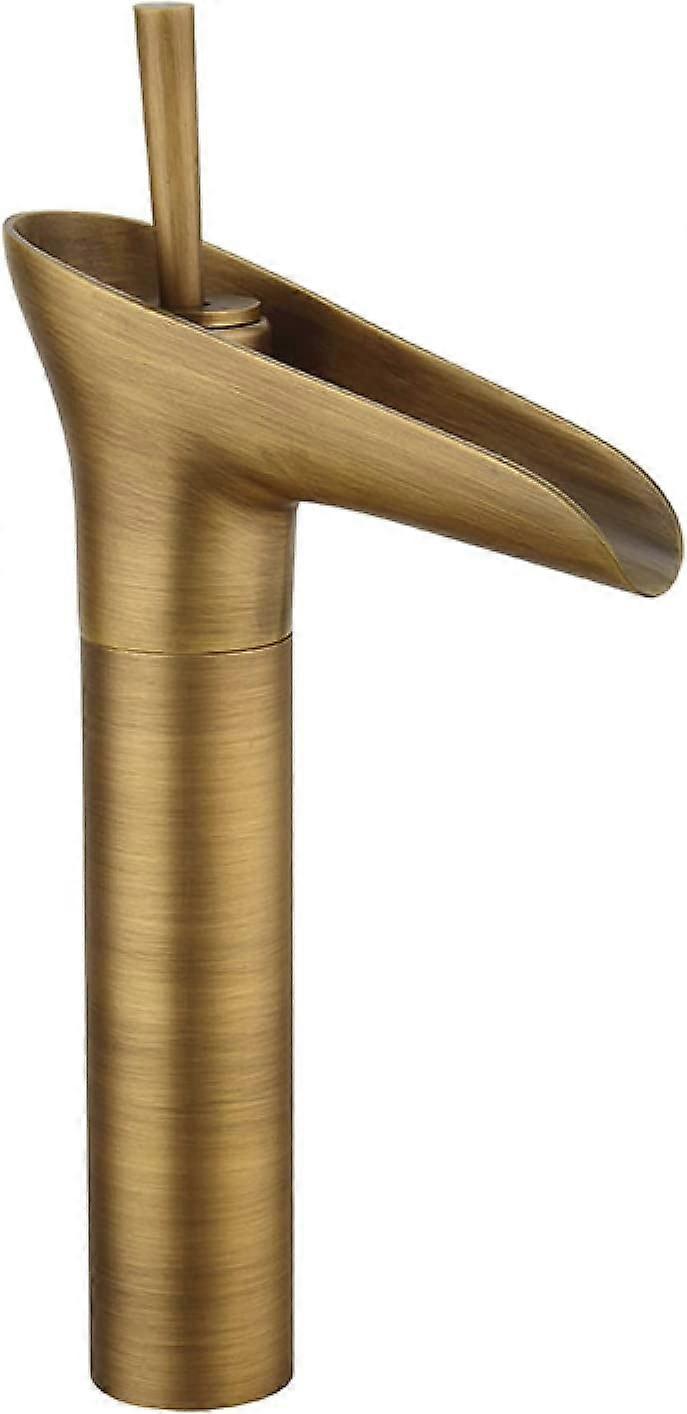 Bathroom Sink Faucet SingleHandle OneHole Waterfall Antique Bronze Finish Retro Style Model A