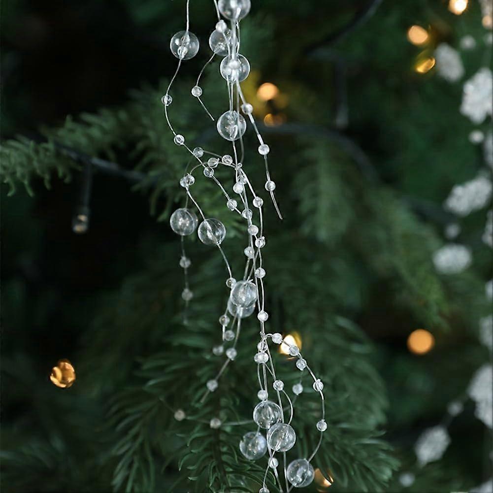 Clear Glass Vine String Of Pearls Icicle Christmas Tree Ornament Festive Wedding(Transparent) Pearl String Tree Ornament