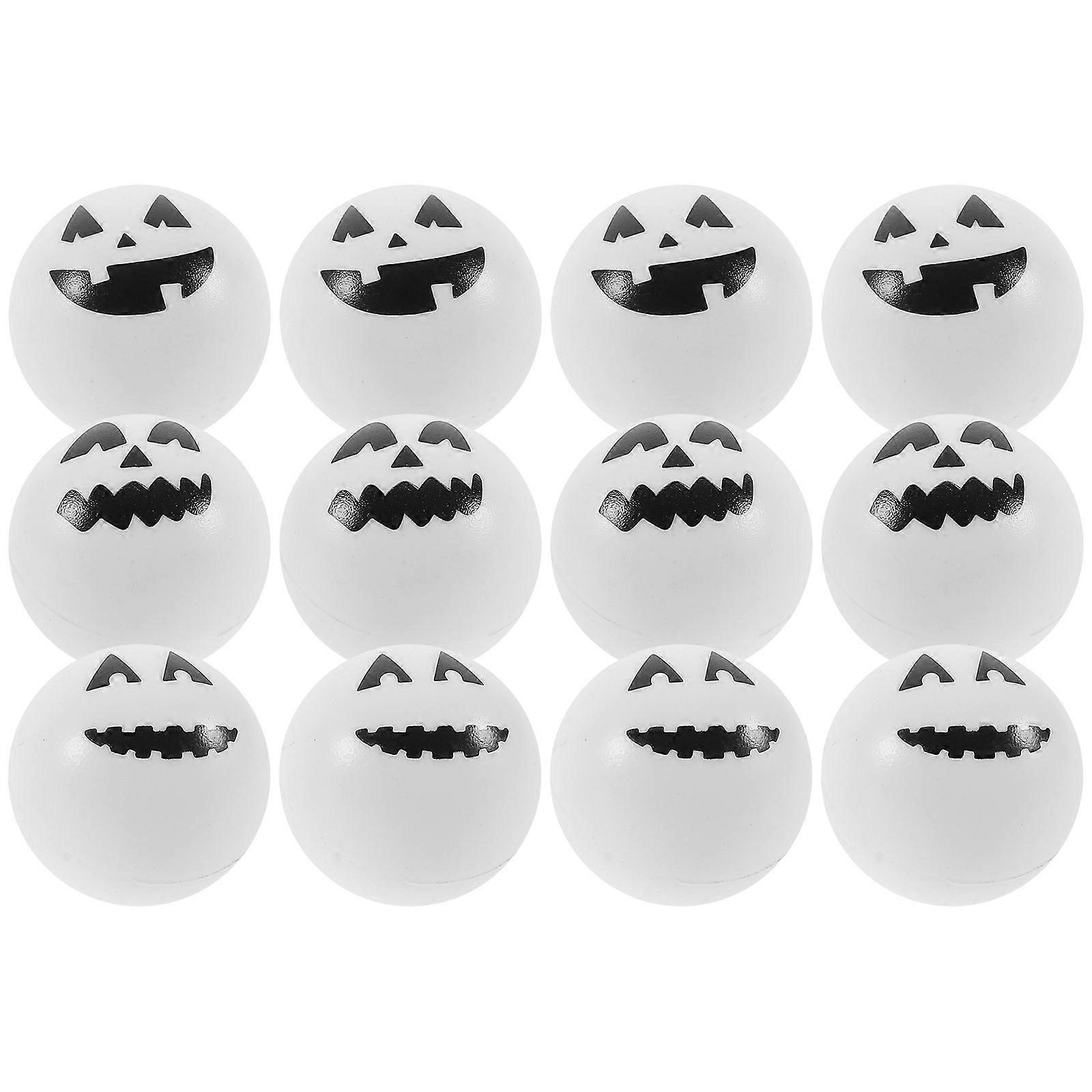 12Pcs White Plastic Halloween Ball Party Props Set