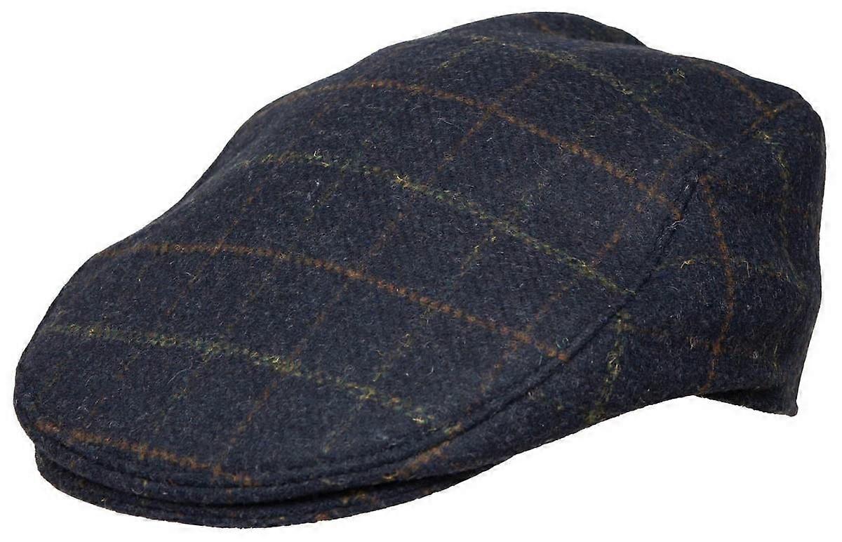 Dents Colliford Check Tweed Flat Cap - Navy