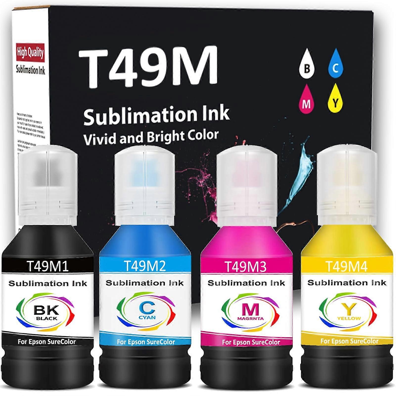Compatible T49M Sublimation Refill Ink Bottle Replacement for Epson SureColor F170 F570 Sublimation Printers (4-Pack)