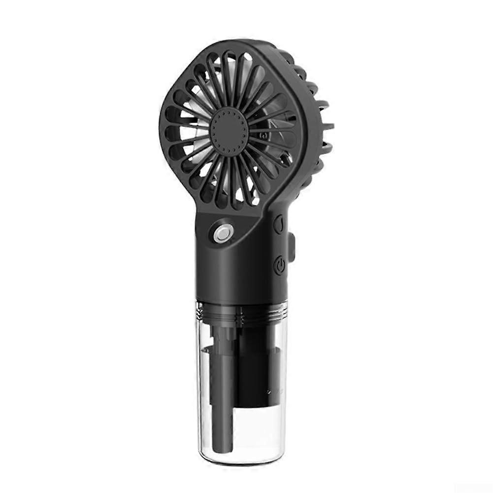 Compact Portable Fan With Built In Misting Spray And Rechargeable Battery For Outdoor Use Black