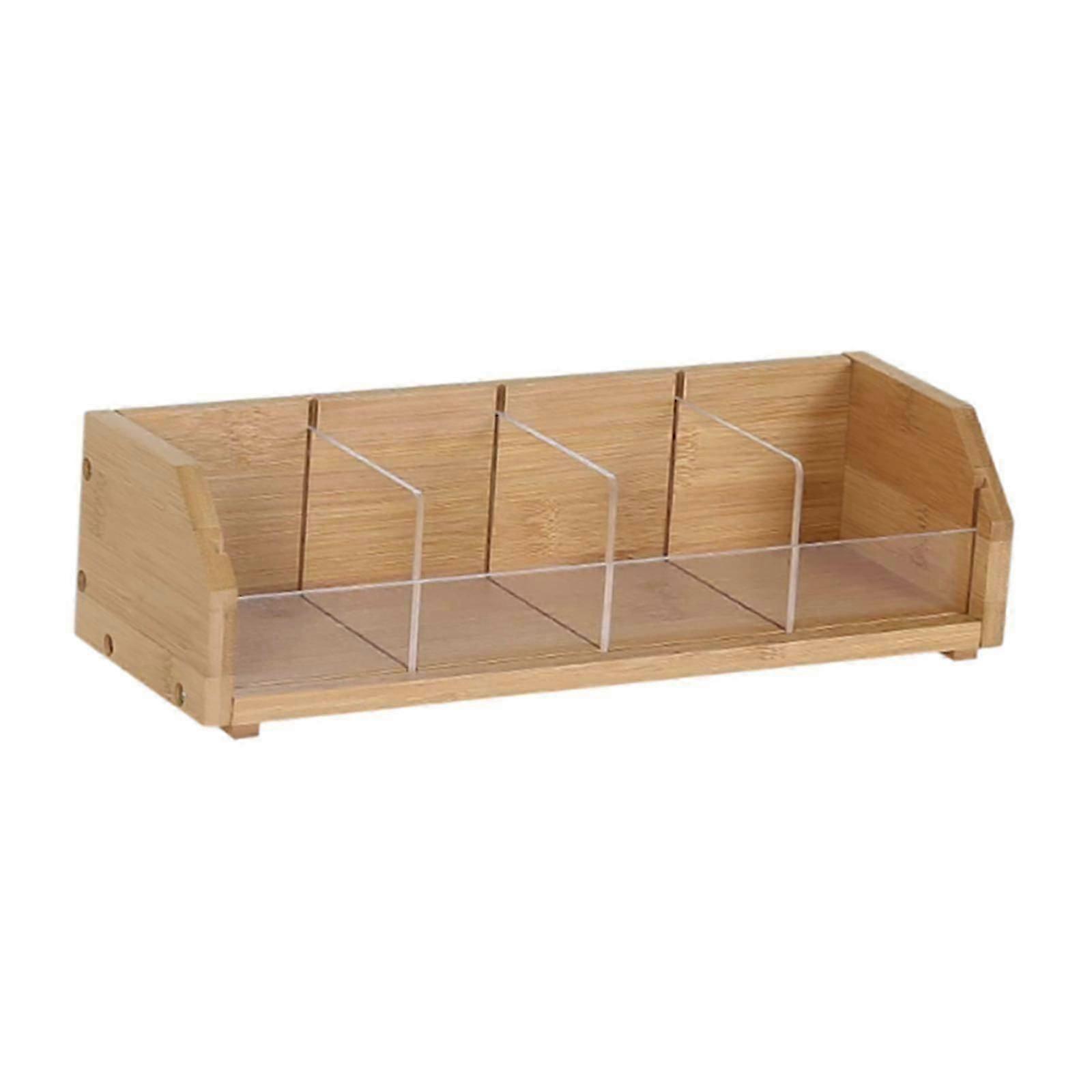 Practical Bamboo Tea Bag Storage Holder for Cabinet, Kitchen, or Office Use - 1 Layer Design for Efficient Organization