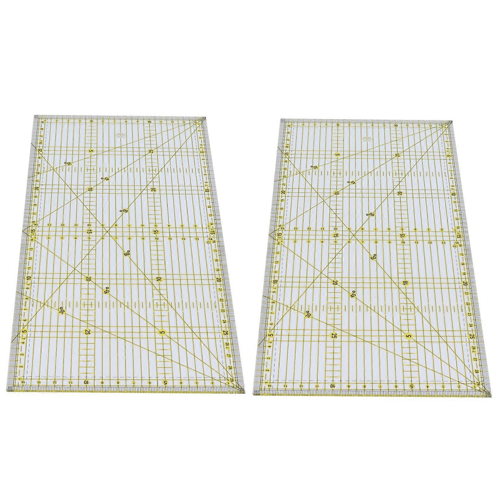 2Pcs Quilting Rulers DoubleColored Acrylic Transparent DIY Measuring Tool for Drawing Seam Allowances 11.8x5.9x0.1in