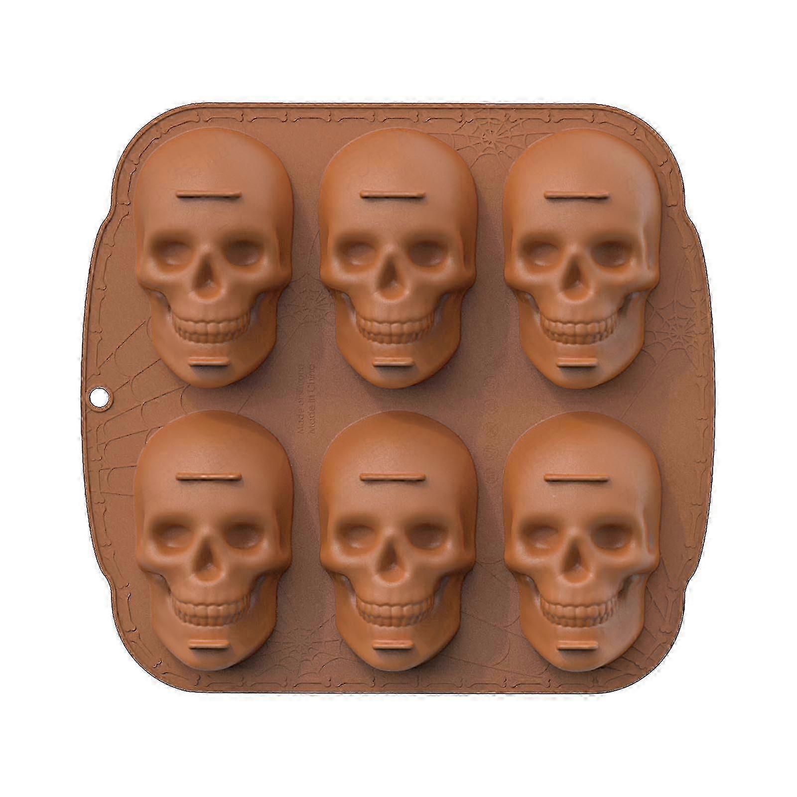 ハロウィーン6ピースケーキモールドシリコンスカルベーキングケーキモールドラージスカルモールド-グッド