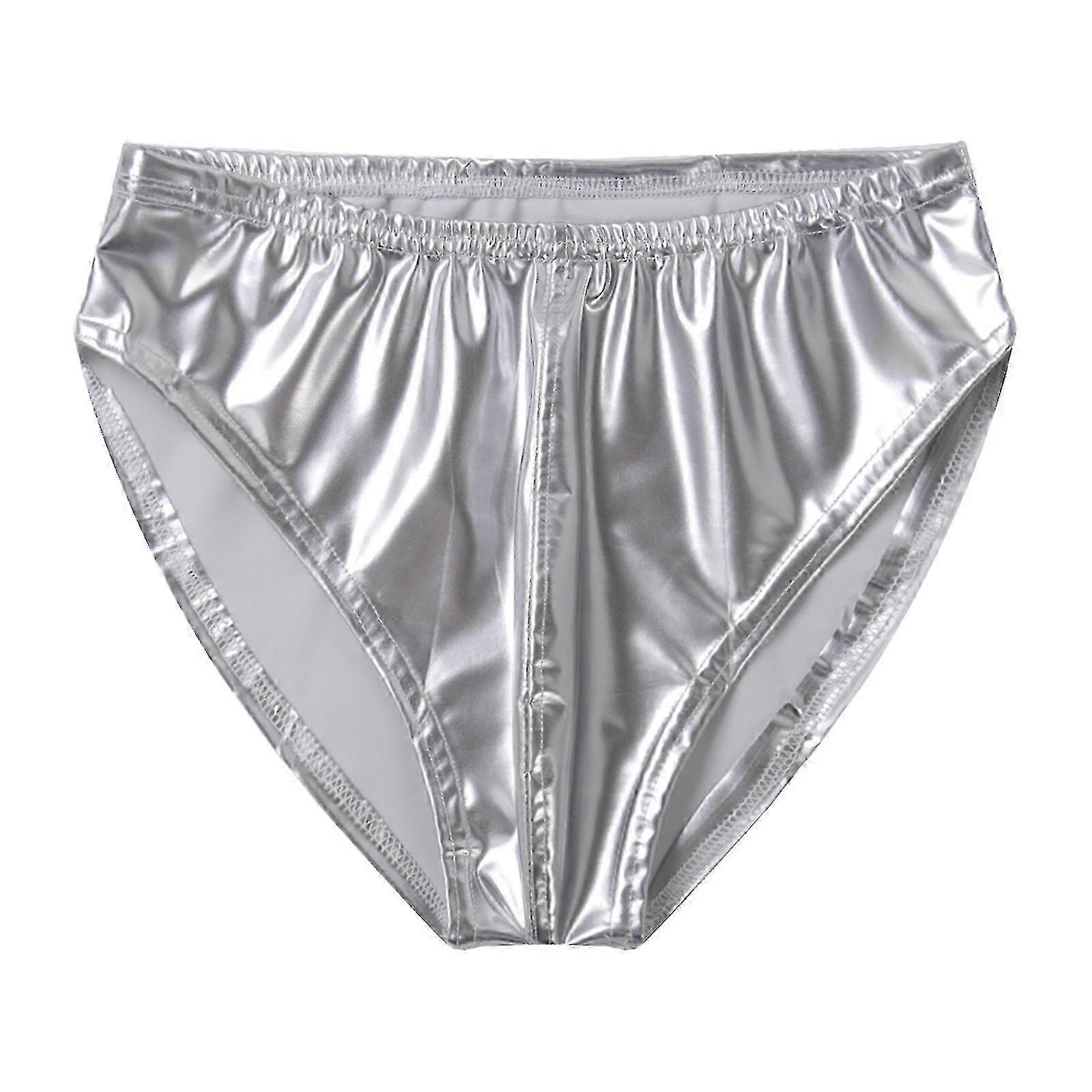 سراويل داخلية للرجال من جلد لامع مع حزام خصر مريح