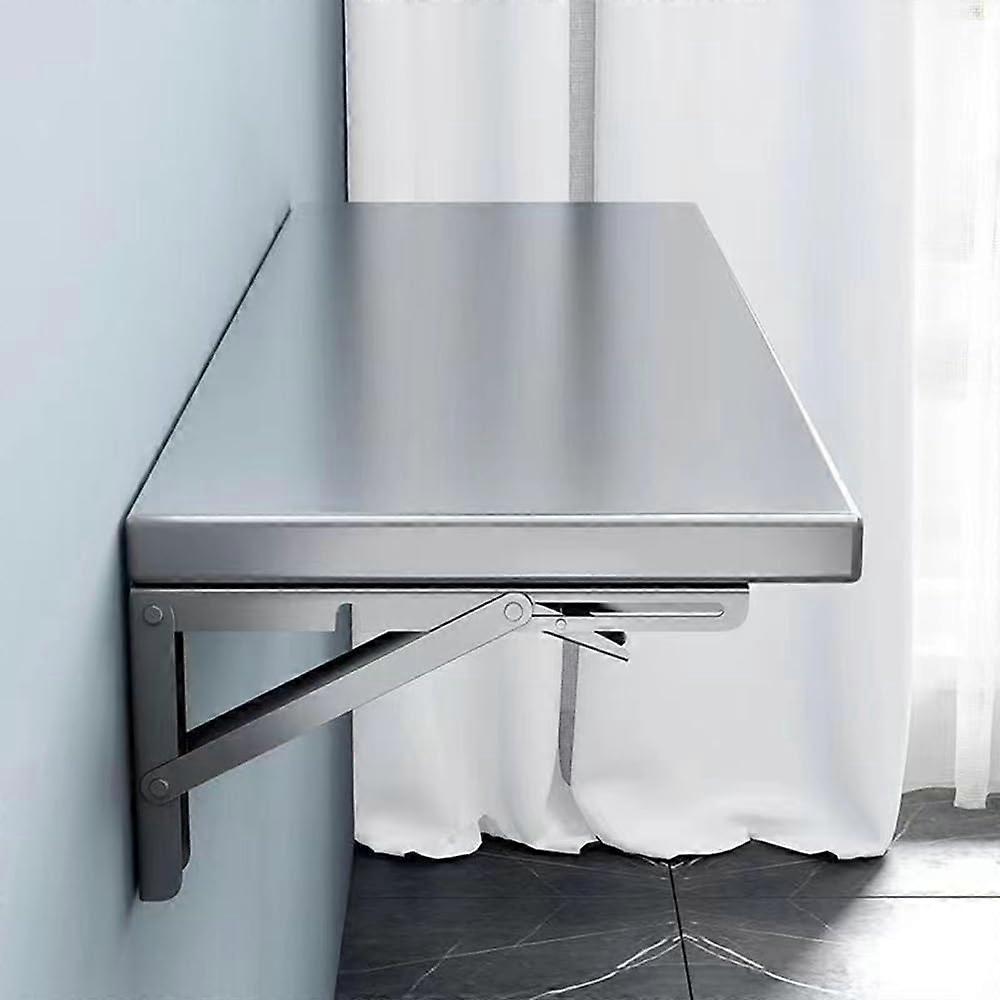 Stainless Steel Folding Wall Desk With Brackets Space Saving Floating Computer Table 40x30cm For Small Areas Kitchen