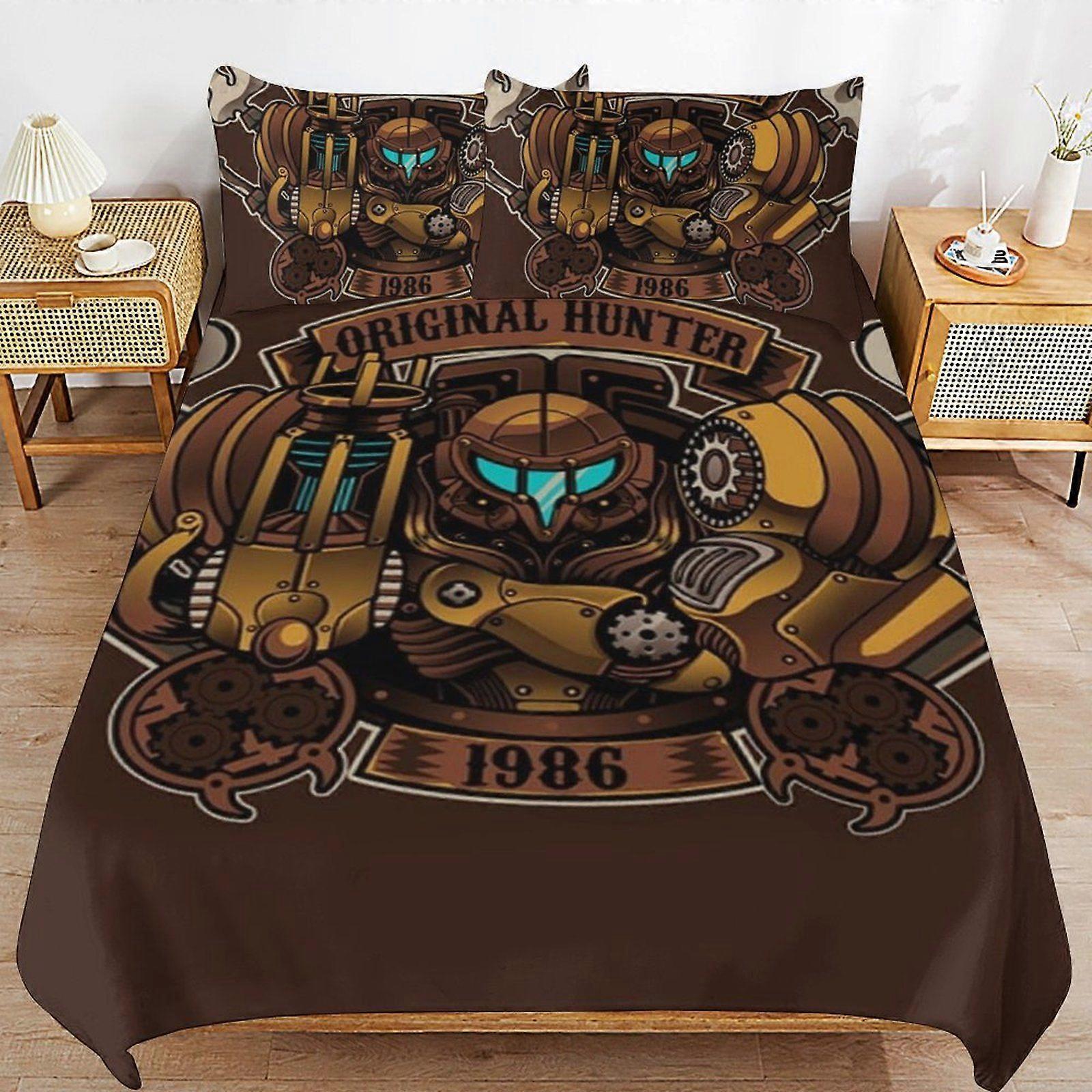 x327 Metroid Home Friendly Soft Touch Long Lasting Thread Design Zipper Duvet Cover Sets Use Pattern k327