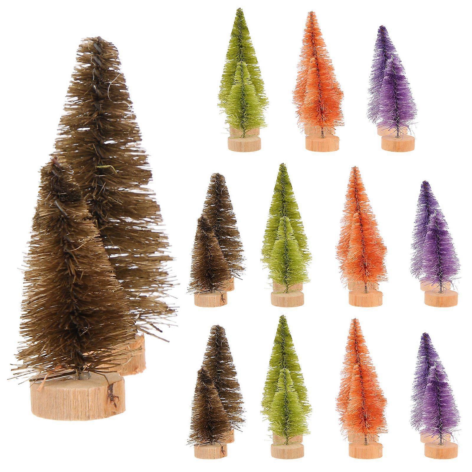 24pcs Christmas Tree Shape Desktop Ornament Xmas Tree Tabletop Ornaments Home Supplies