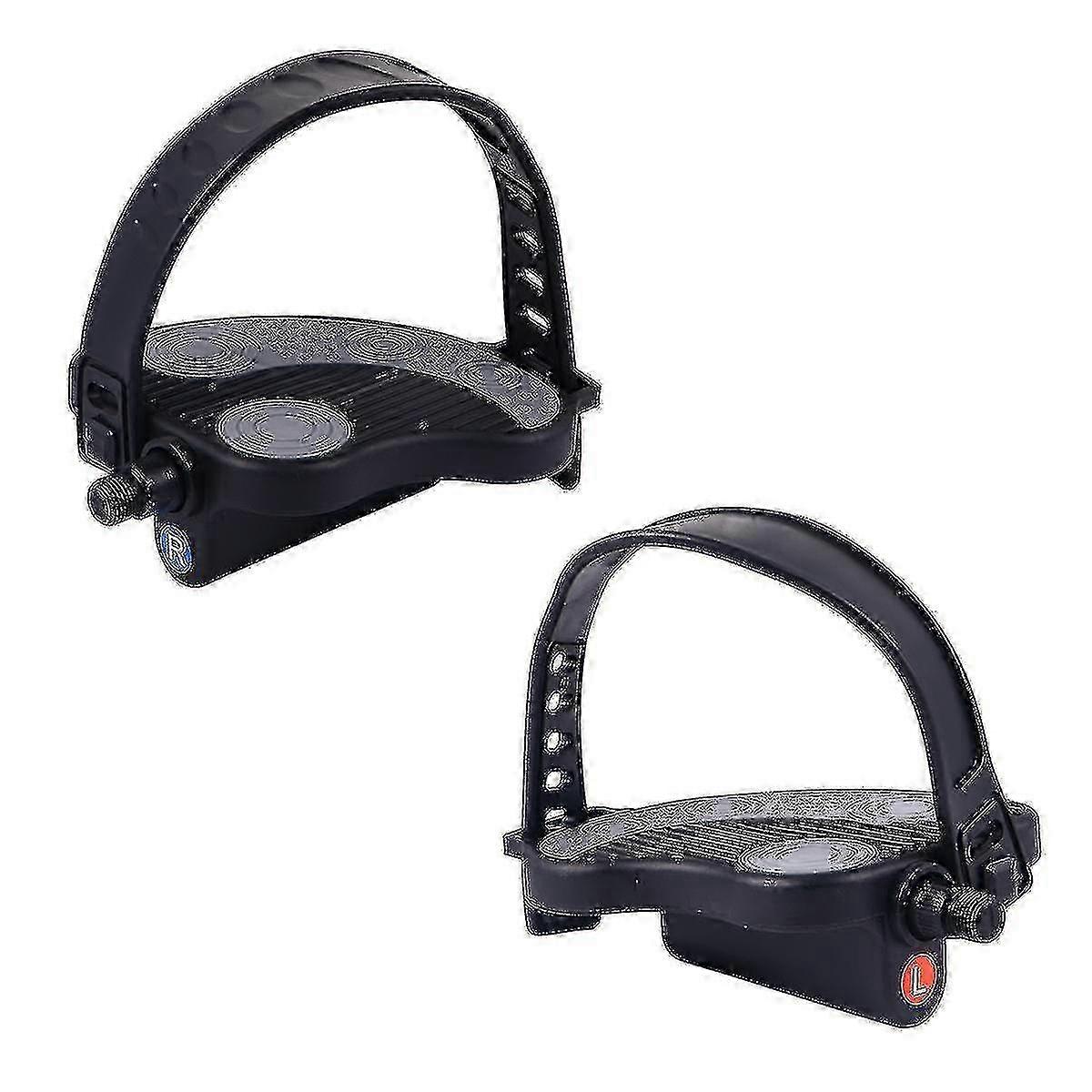 1 Pair Exercise Bike Pedals With Straps Spin Bike Pedals Random Pattern