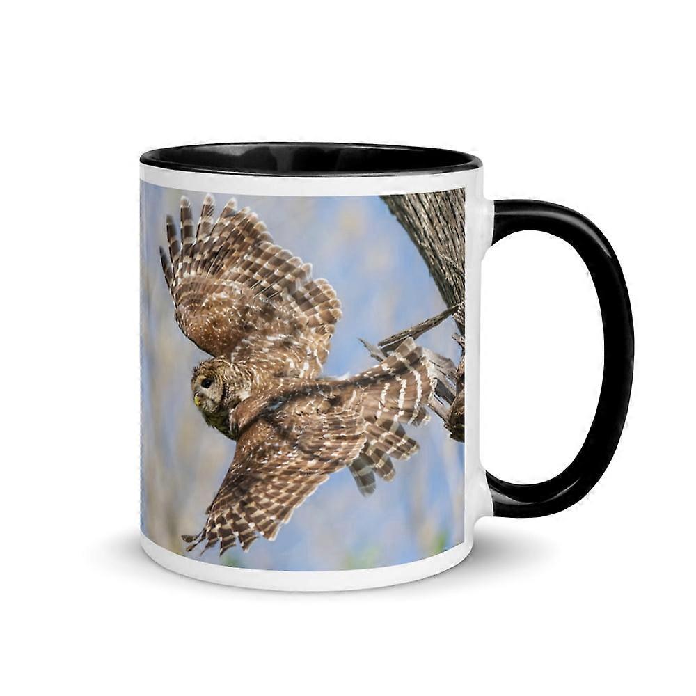 Barred owl - Mug with Color Inside (Black)
