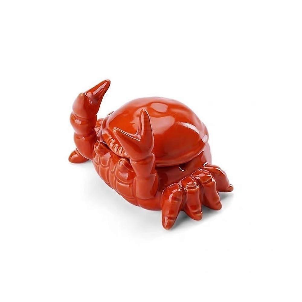 Ceramic Ashtray with Lid Set of 2, Chinese Style Ox Design Tabletop Decoration 11.5cm