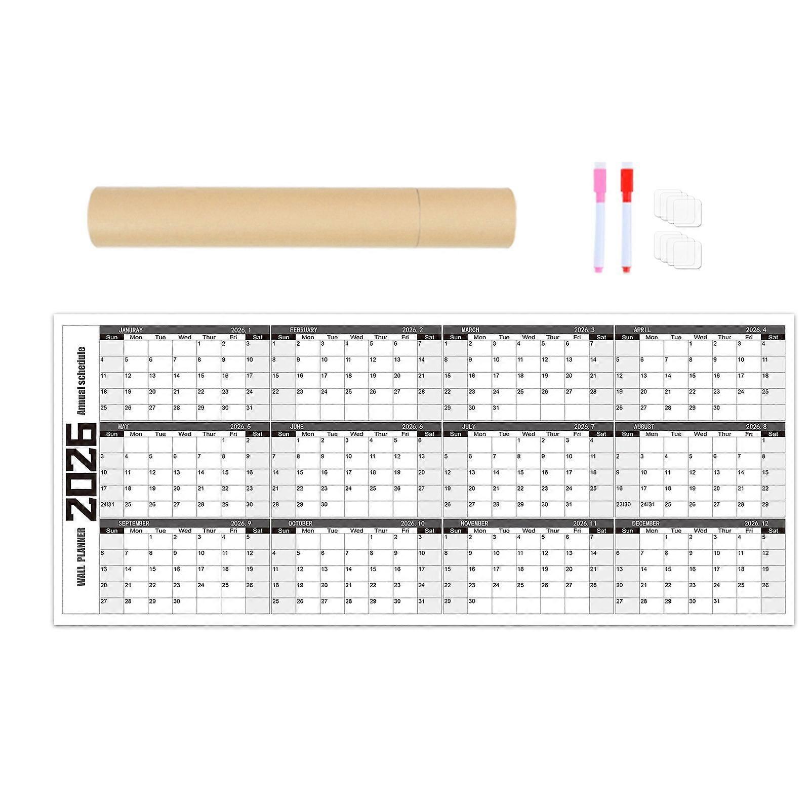 2026 Oversized Desk Calendar Paper Quarterly Color System Unrolled Storage Solution For Appointments Reminders Multicolor