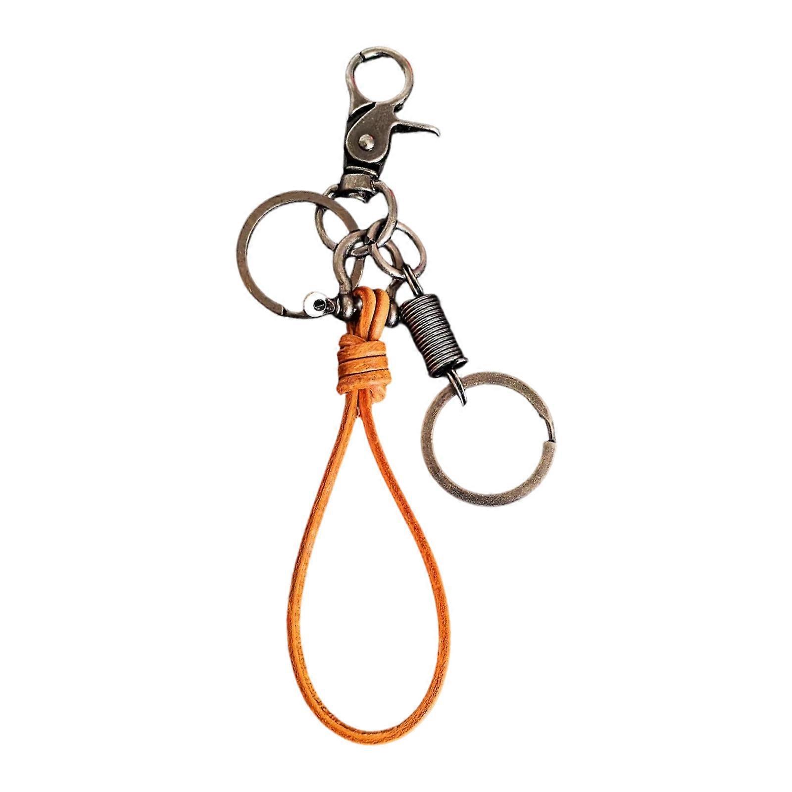 Heavy Duty Leather Key Ring Nonslip Alloy Carabiner Keychain For Secure Key Storage During Outdoor And Commuting Multicolor