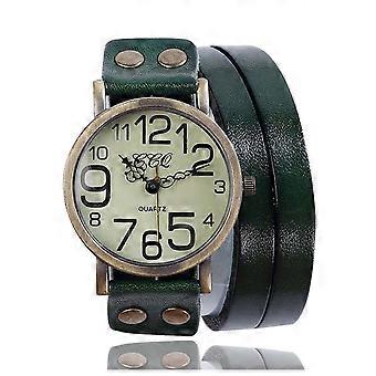 YiFudd Vintage Ko Læder Armbåndsur Herre Dame Armbåndsur Dame Kvartsur
