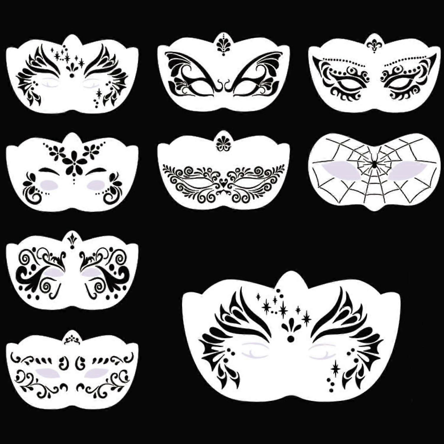 Face Painting Stencils Set of 8 – Reusable Polyester Resin Templates with Animal, Flower & Abstract Designs for Kids and Adults