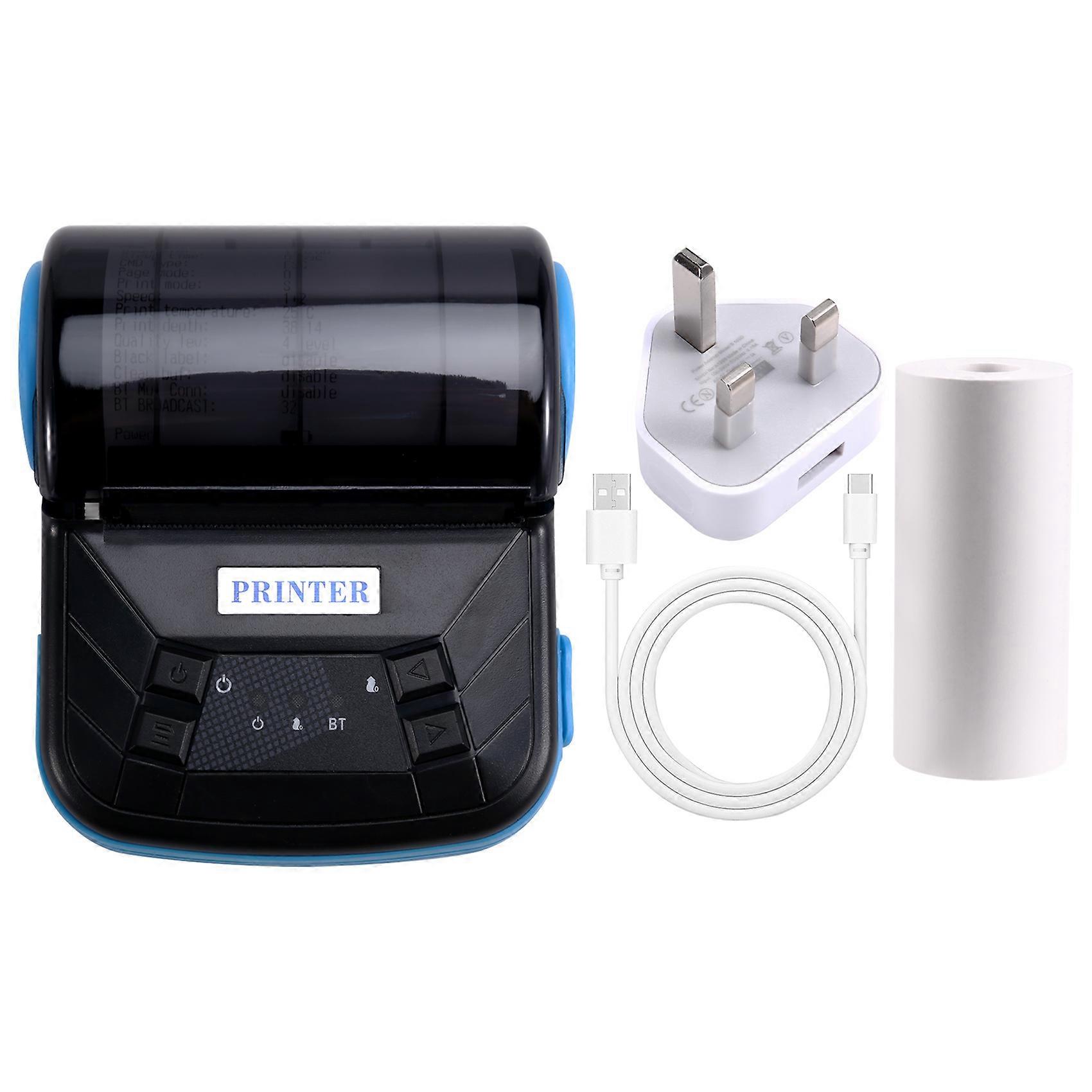 80mm Mini Thermal Printer Exquisite Lightweight Design Portable Inkless Printer for Android, IOS, Windows UK Plug