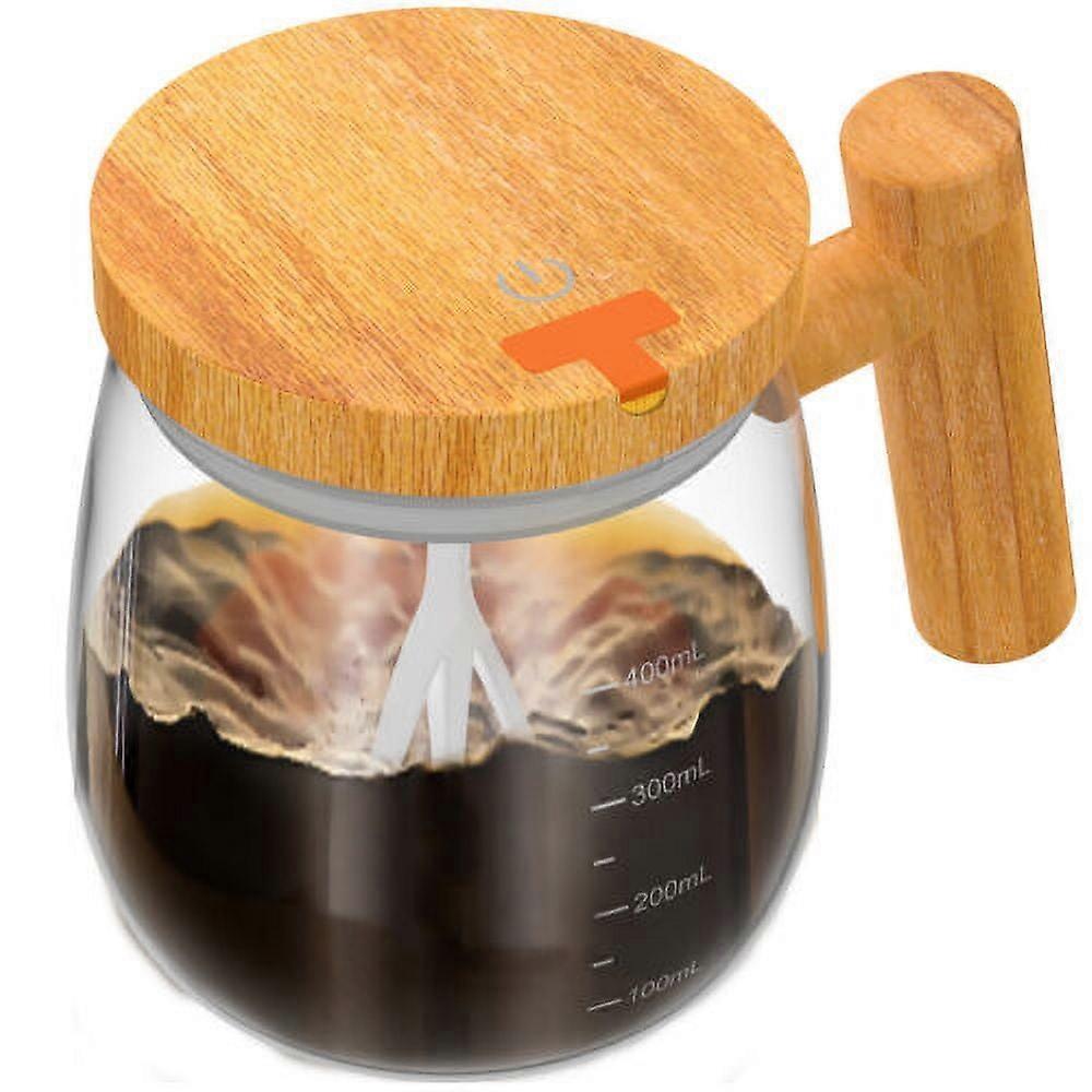 Self Stirring Mug 400ml, Rechargeable Electric Mixing Cup with Handle, Portable Automatic Glass Mug, Compatible with Wekvgz