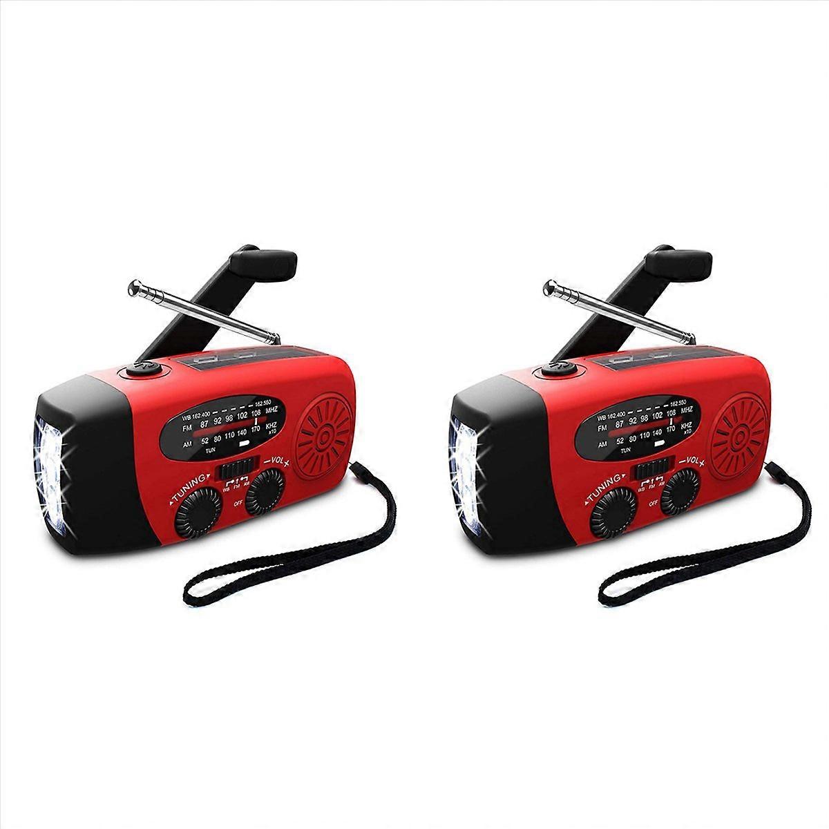 2X Led Flashlights Hand Crank Dynamo Powered AM/FM/NOAA Radio Emergency Rescue LED Flashlight Emerge