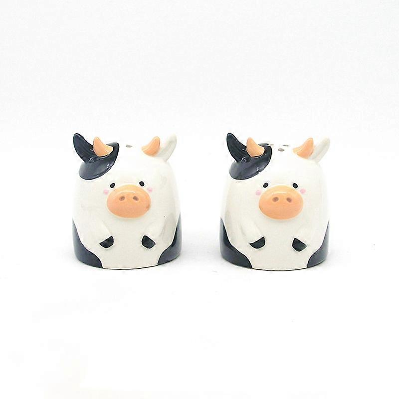 Ceramic Salt  Pepper Set - Black  White Cow 1 Pack