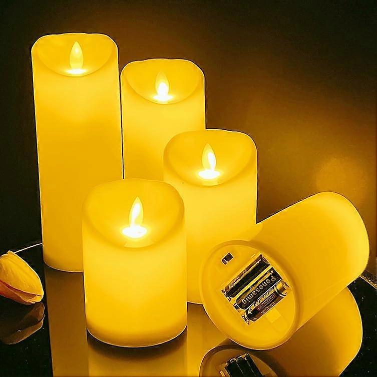 Flameless LED Candles Set of 5 with Remote, Dancing Flame & Timer for Indoor Outdoor Decor