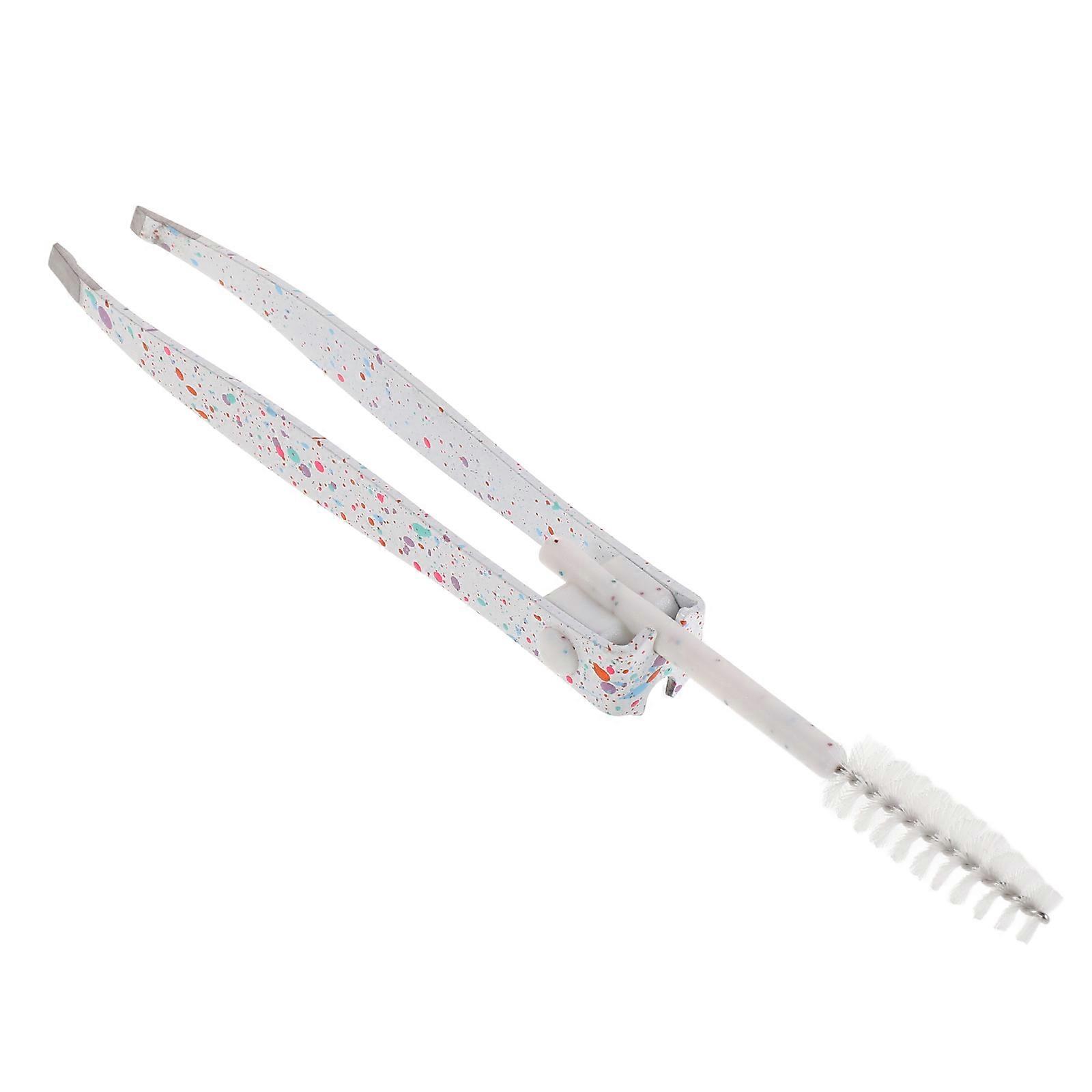 Eyebrow Tweezer Brush Tool for Precision Shaping 2 in 1 White