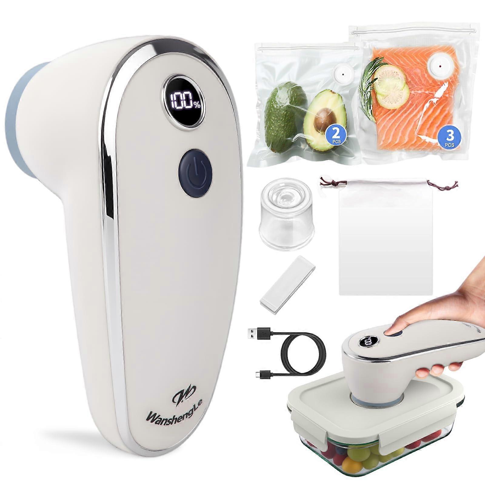 Vacuum Sealer Machine with Glass Container and 5 Reusable Bags for Food Storage Ref: 5400