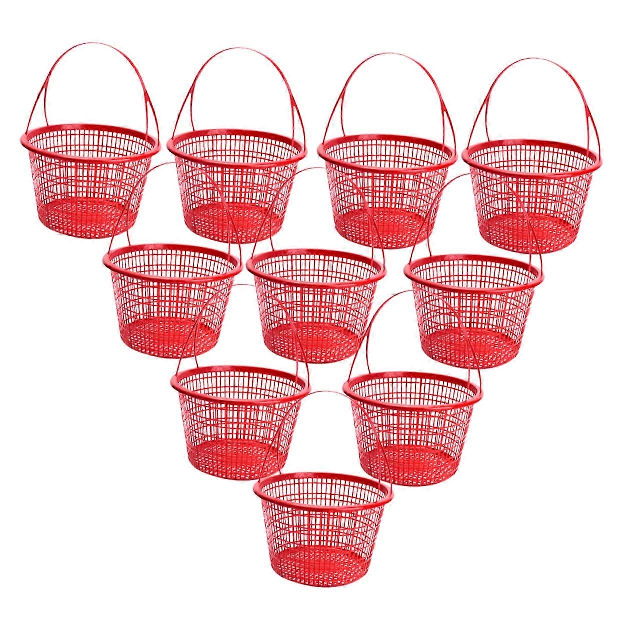 10Pcs Reusable Fruit Picking Basket with Handle for Strawberries Blueberries Cherries Lightweight