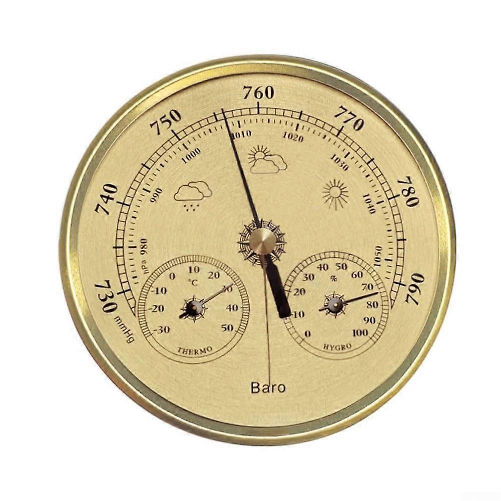 3in1 Mechanical Weather Station with Analog Thermometer Hygrometer Barometer for Indoor Outdoor Gold