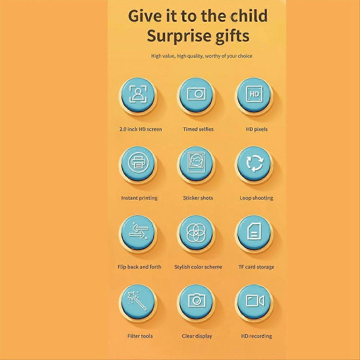 1080P HD Digital Camera P  o Paper Child Toy Camera, Blue