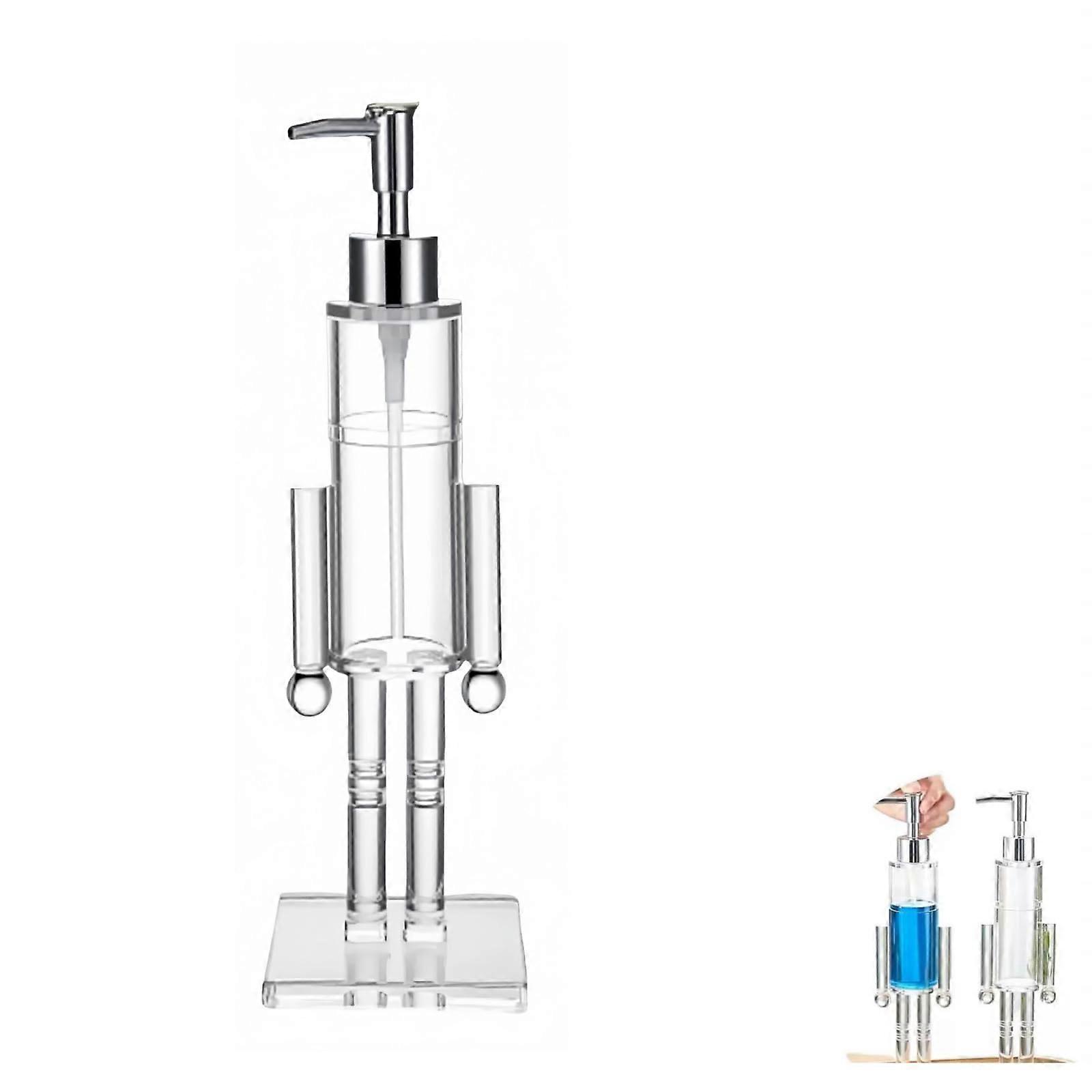 Christmas Nutcracker Soap Dispenser with Festive Design, Refillable Acrylic Bottle for Kitchen or Bath