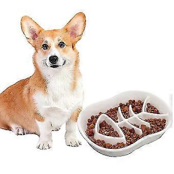Dog Dish for Fast Eaters - Ceramic Slow Feeder Bowl for Medium Breed Dogs