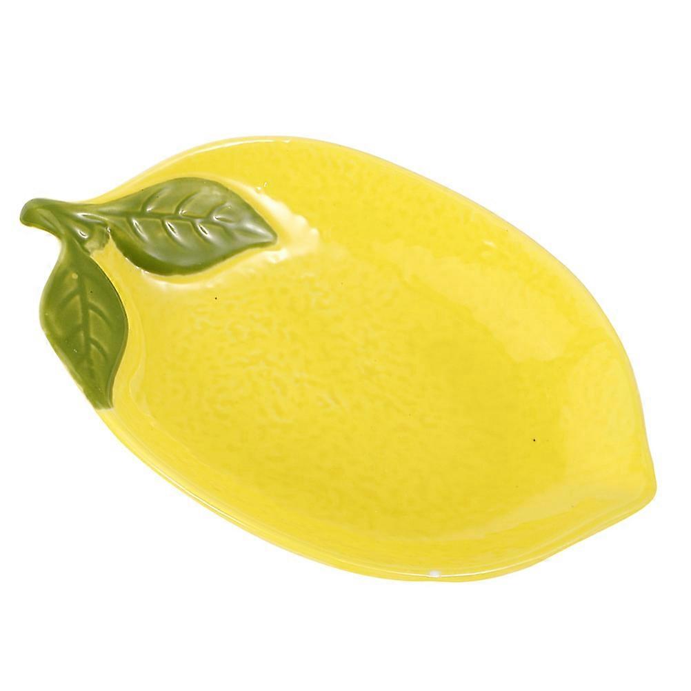 Lemon Plate Ceramic Dish for Food Serving with Decorative Design