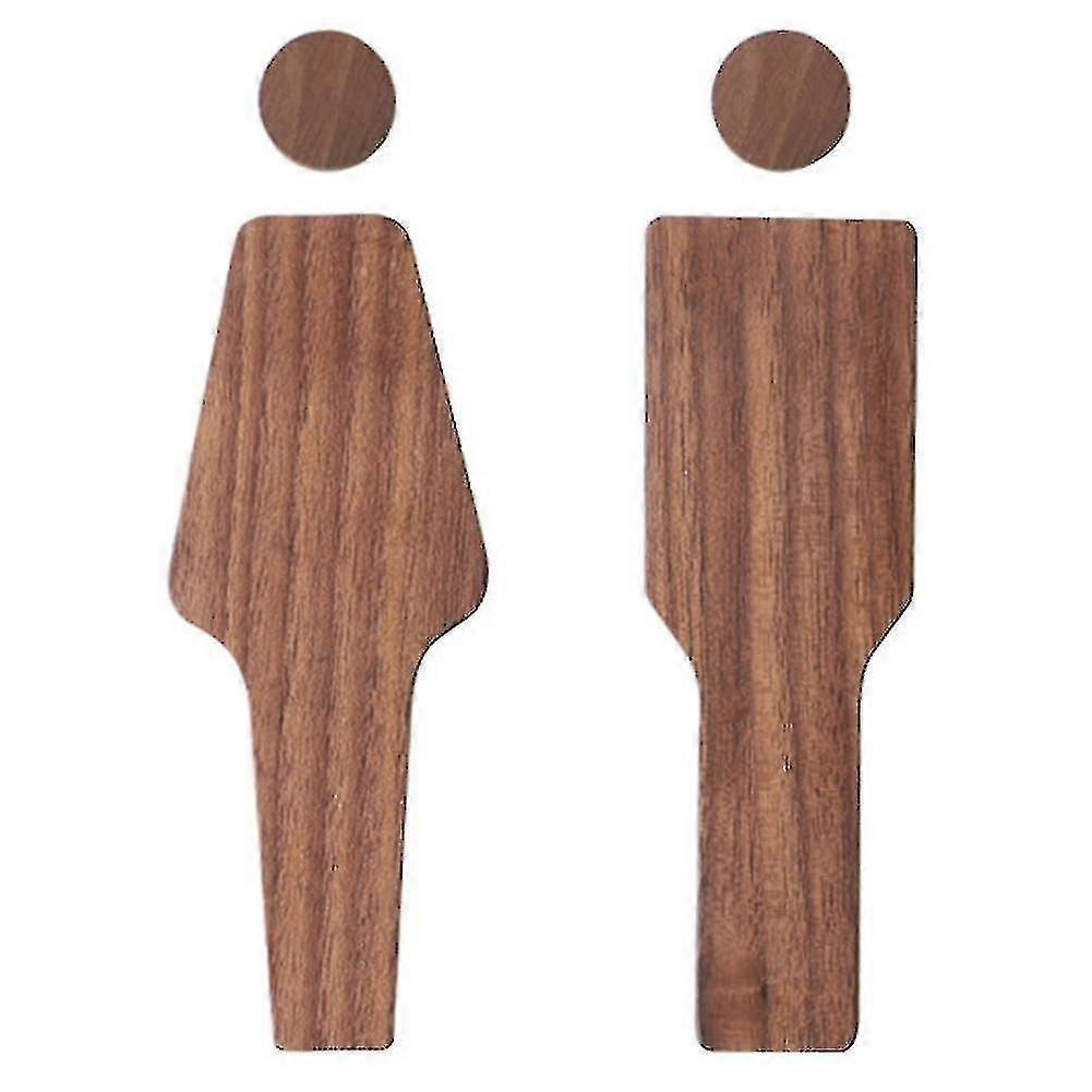 Lot de 2 panneaux de porte de toilettes pour hommes et femmes, en bois massif - JJ