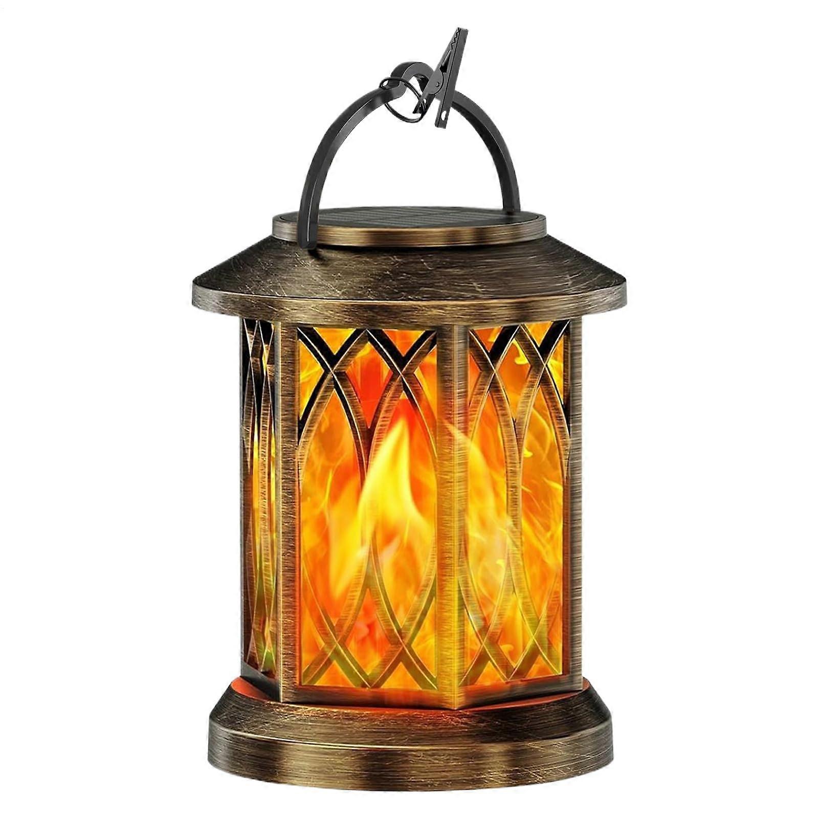 Solar Garden Light with Realistic Flame Effect, Waterproof LED for Patio Lawn Pathway Bronze