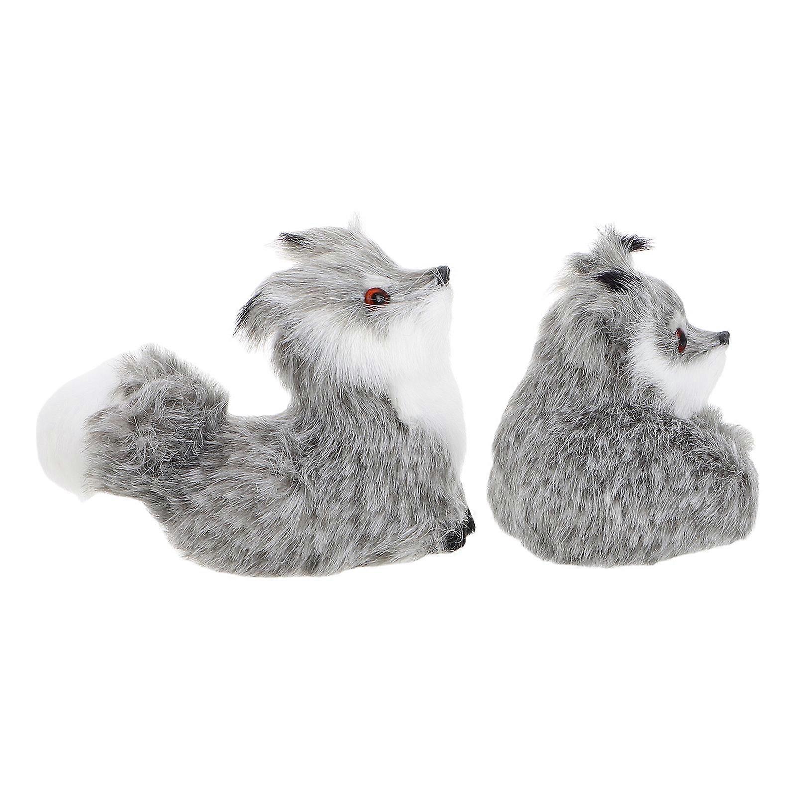 Plush Toy for Decoration 2Pcs Mini Simulation Fox Animal Decor