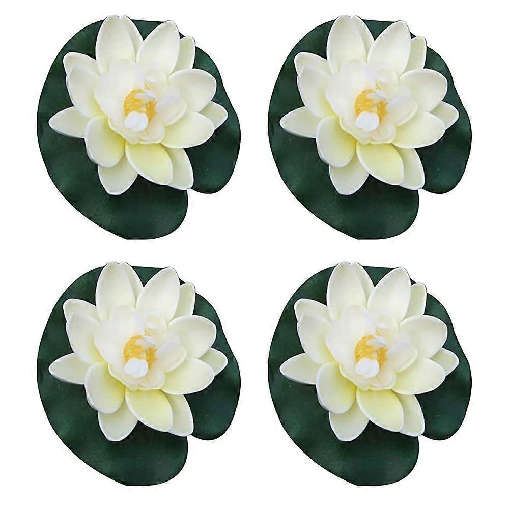4 Pcs Artificial Floating Lotus Flowers with Lily Pads for Ponds, Pools, Aquariums and Gardens