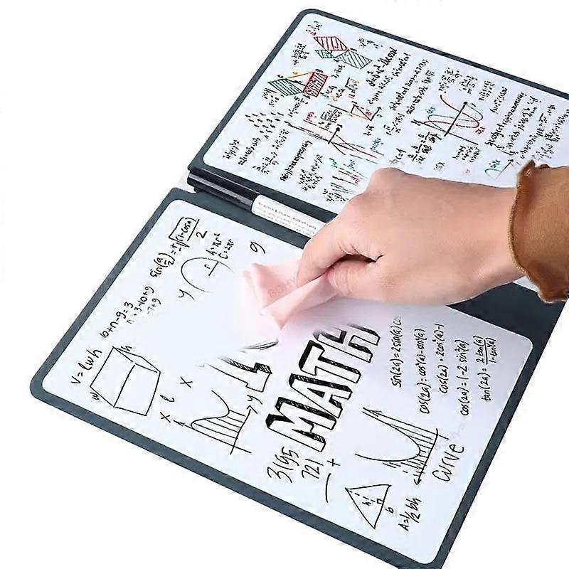 A5 Reusable Whiteboard Notebook, 1 Count Portable Wipeable Board with Durable Faux Leather Cover, Including Random Whiteboard Pen & Erasing 