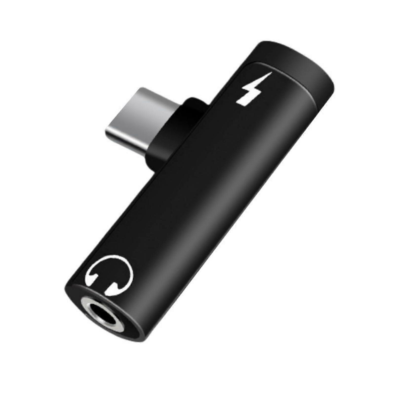 3.5mm Audio and Charging Adapter with Aluminum Case for Robots and Earphones Black