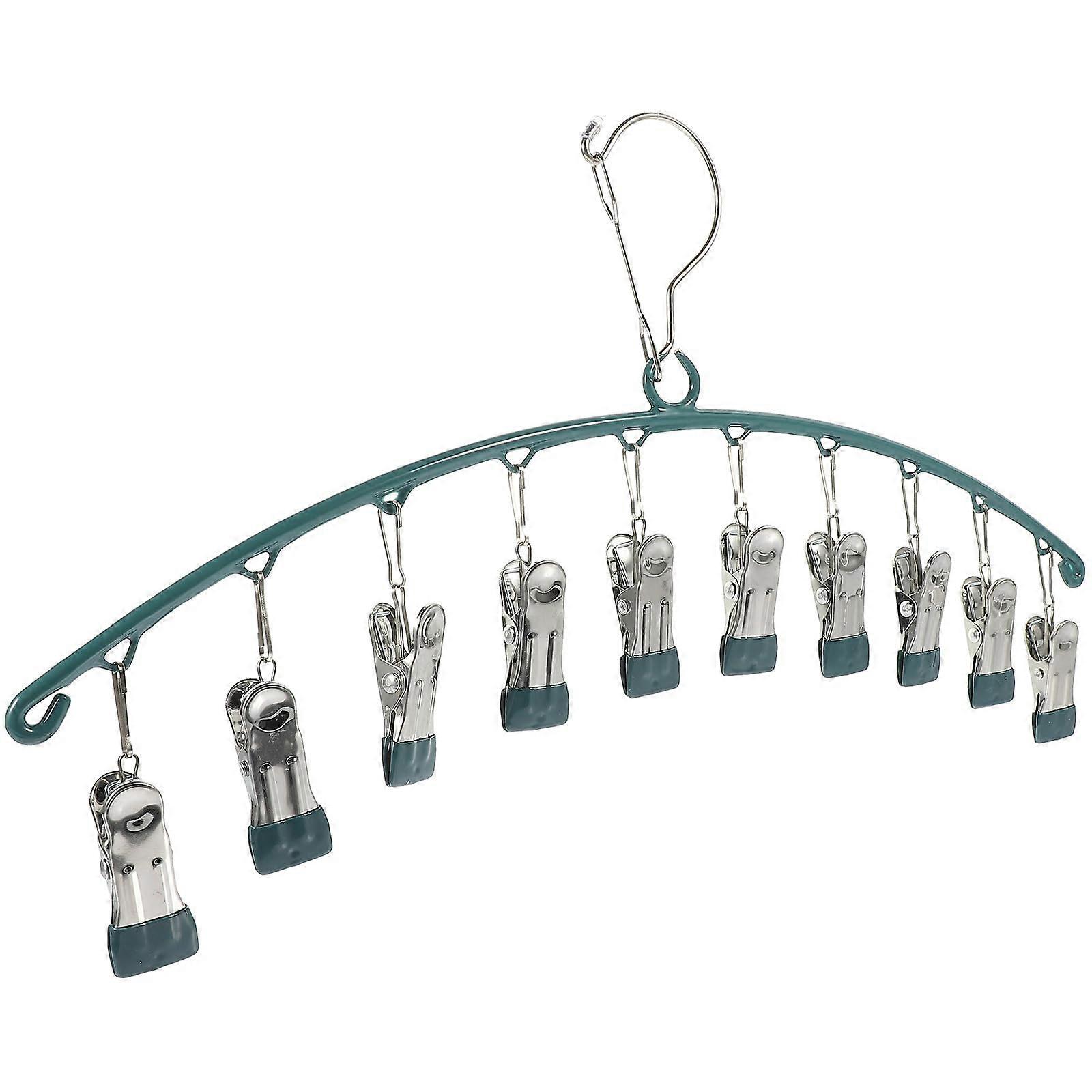 Sock Drying Rack with 10 Windproof Clips, Foldable SpaceSaving Clothes Hanger for Indoor Outdoor