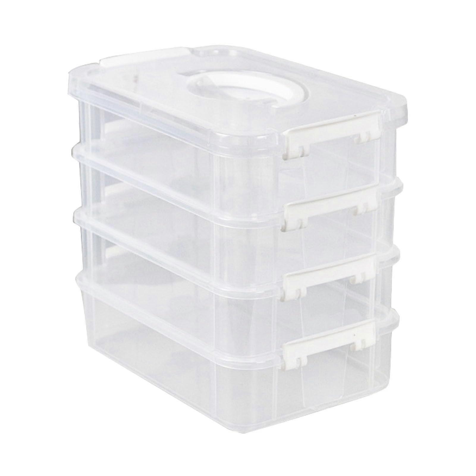 Storage Box with Lid, Multilayer Stackable Organizer for Home and Office, Durable White Container