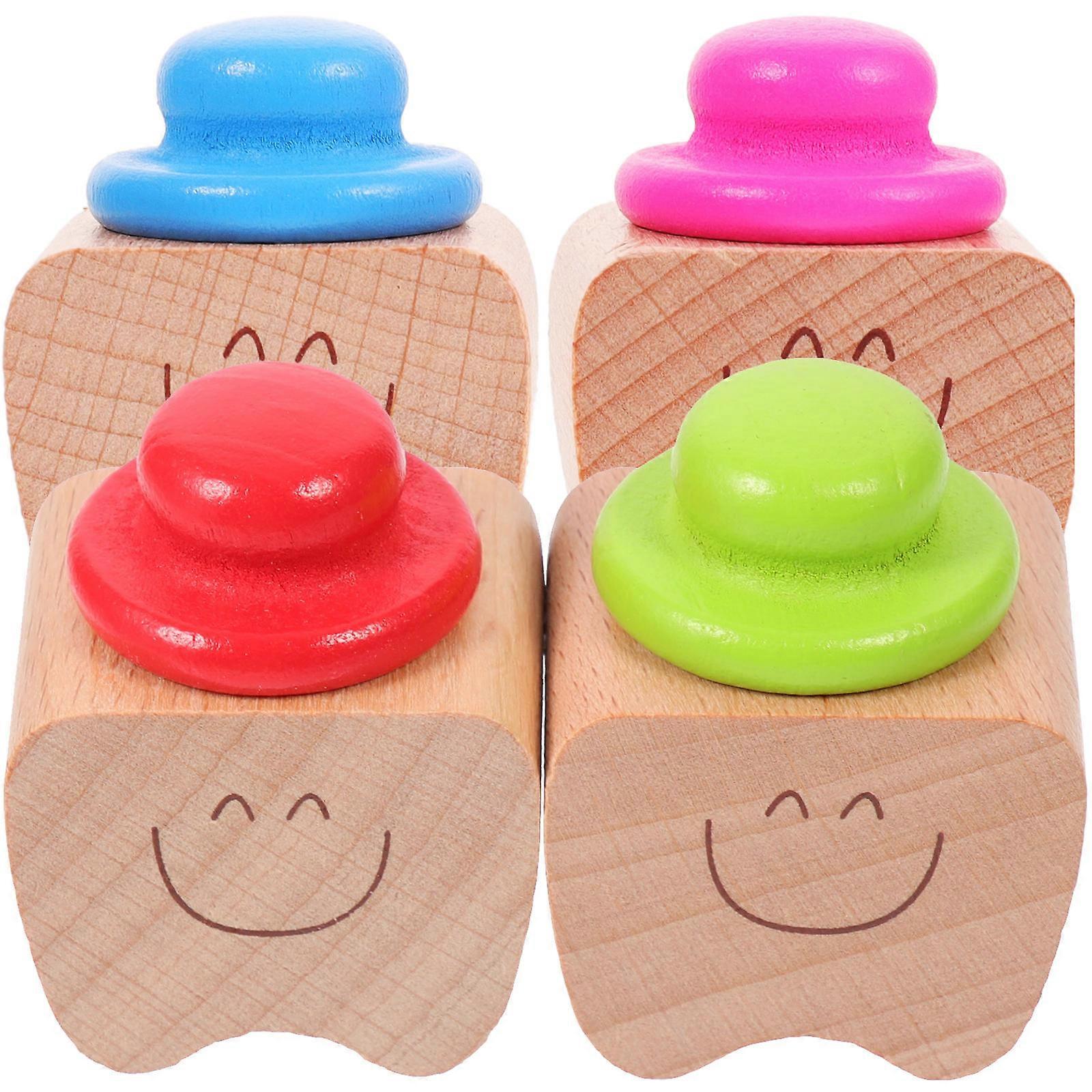 Infant Teeth Container Wooden Baby Teeth Box for Storage 4Pcs Kit