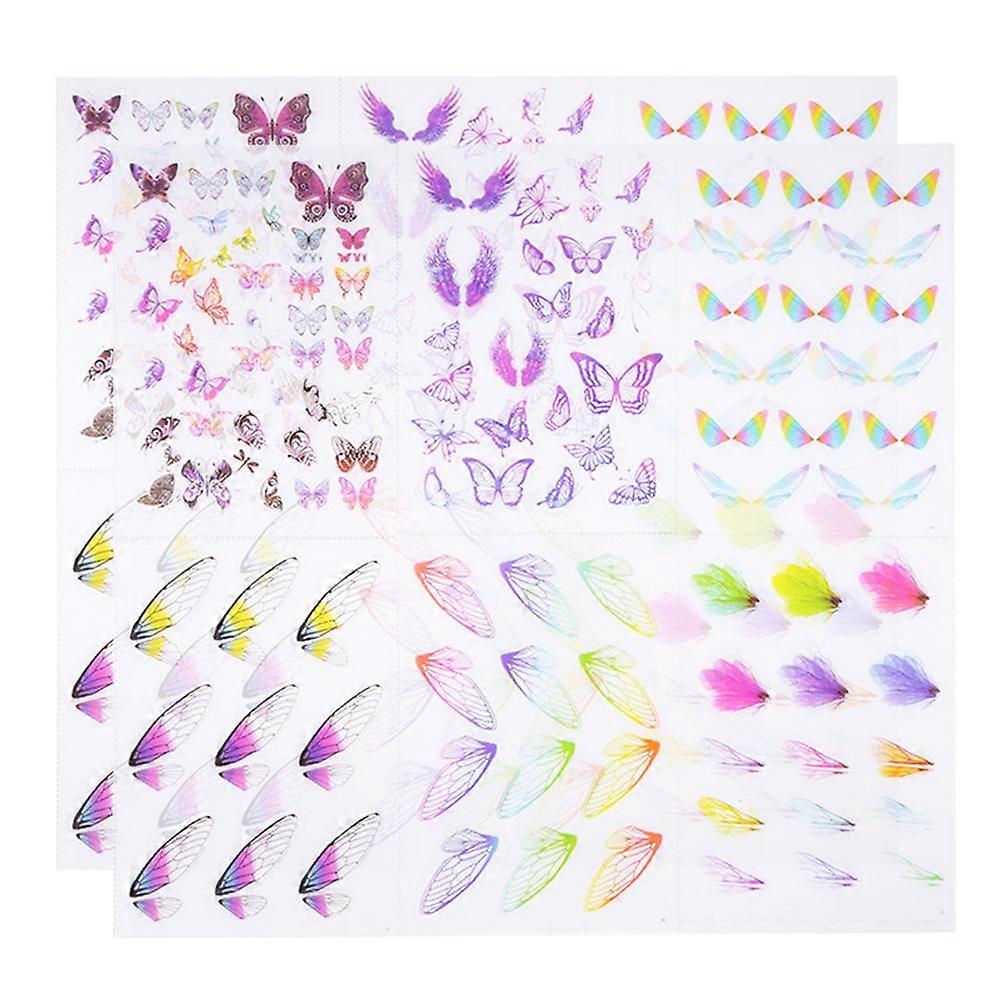 Crystal Epoxy Decals Butterfly Wing Design for Decoration 12 Sheets