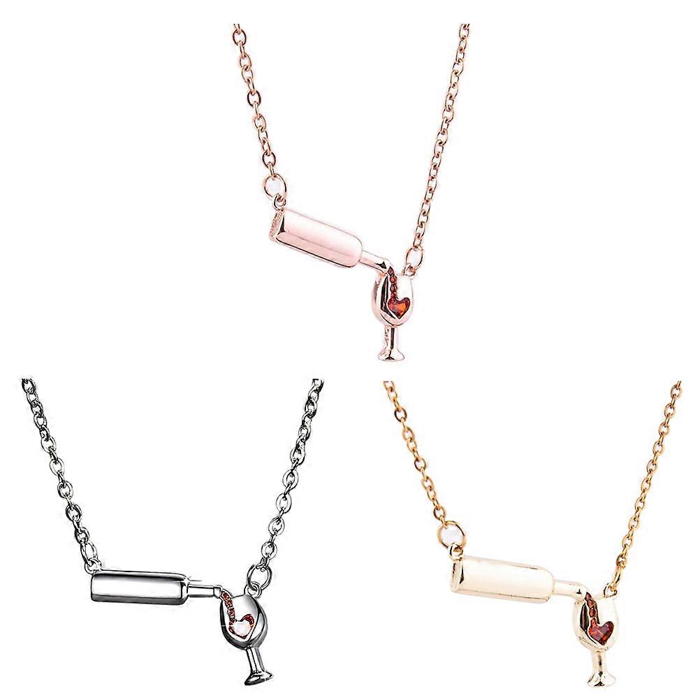 Cup Necklace for Wearing 3Pcs Creative Heart Pattern Pendant