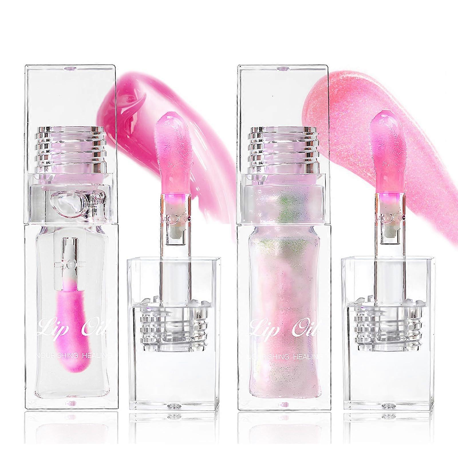 pH Color Changing Lip Oil with Moisturizing Gloss, Long Lasting Plumping Hydration, 01+02