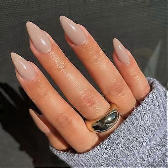 Grey Almond Press on Nails Medium Length SalonQuality Gel Finish Reusable Acrylic Fake Nails