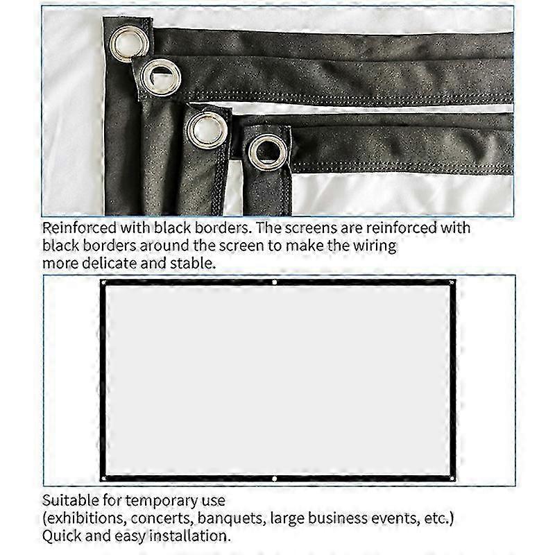 Tela de projetor para home theater branca dobrável anti-vinco (120 polegadas)