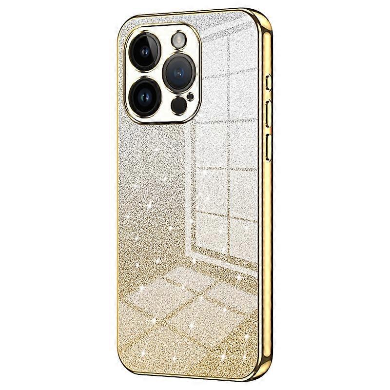 For iPhone 14 Pro Cell Phone Case Gradient Glitter Precise Cutout Anti-scratch TPU Cover