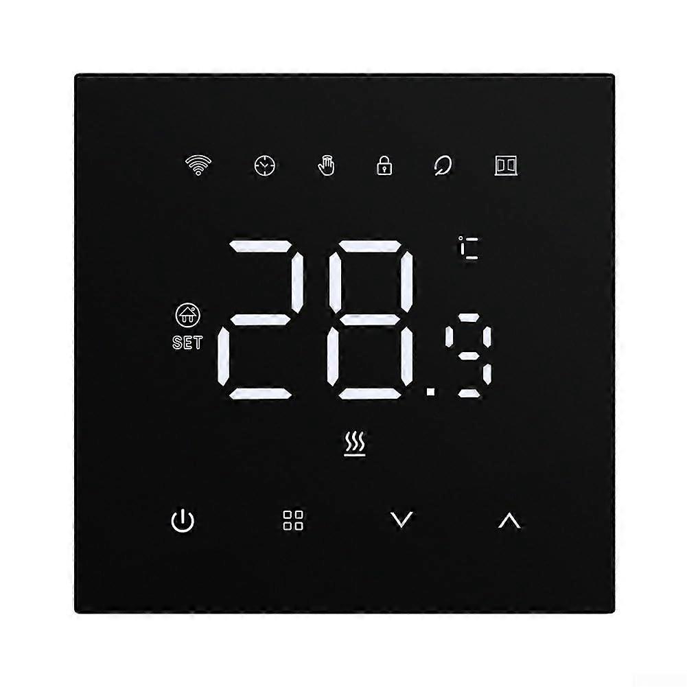 Smart WiFi Thermostat with LCD Touch Screen, App Control, Weekly Programmable for Floor Heating, Black